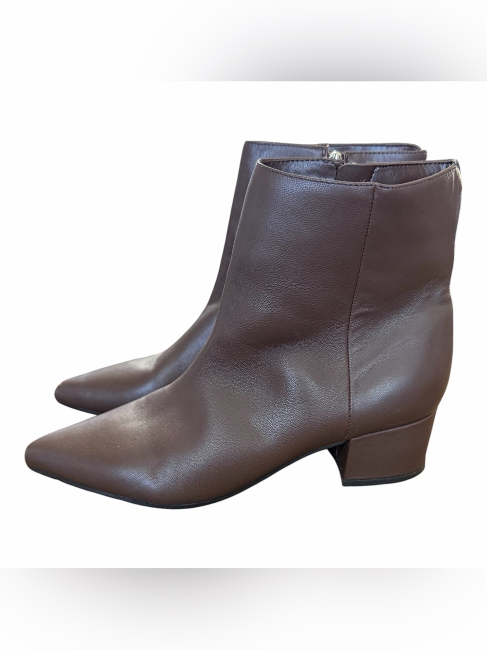 Marc Fisher Brown Pointed-Toe Leather Ankle Boots